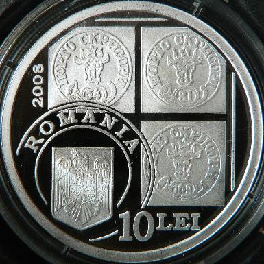 10 lei 2008 - 150 de ani de la emiterea primelor timbre po�tale rom�ne�ti - emisiunea Cap de bour a Principatului Moldovei
