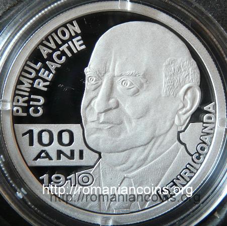 10 lei argint 2010 - Henri Coand� - 100 de ani de la primul zbor al avionului cu reac�ie - revers