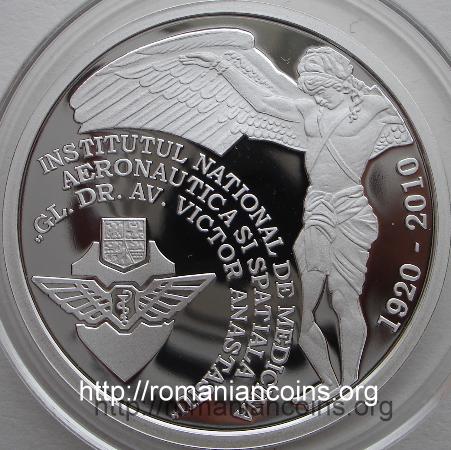 90 de ani de la �nfiin�area Institutului Na�ional de Medicin� Aeronautic� �i Spa�ial� Victor Anastasiu - 10 lei argint 2011