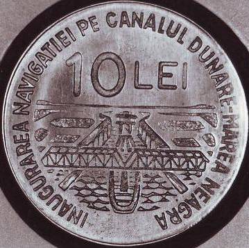 10 lei 1987 - Canalul Dun�re-Marea Neagr� - prob� monetar�