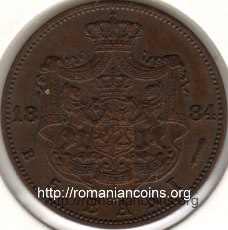 5 bani 1884 - un fald