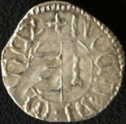                Ducat muntean de la Mircea cel B�tr�n - revers                                                         (cu legend� latin�)