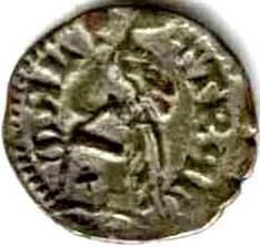 Dinar muntean de la Radu I - avers (cu legend� latin�)