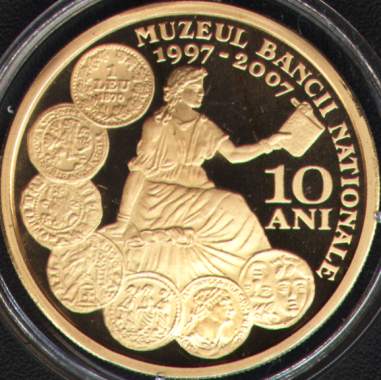medalia de tombac dedicată celei de-a 10-a aniversări a înființării Muzeului BNR