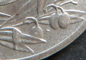 25000 lei 1946 - variety/error with a short line between olives