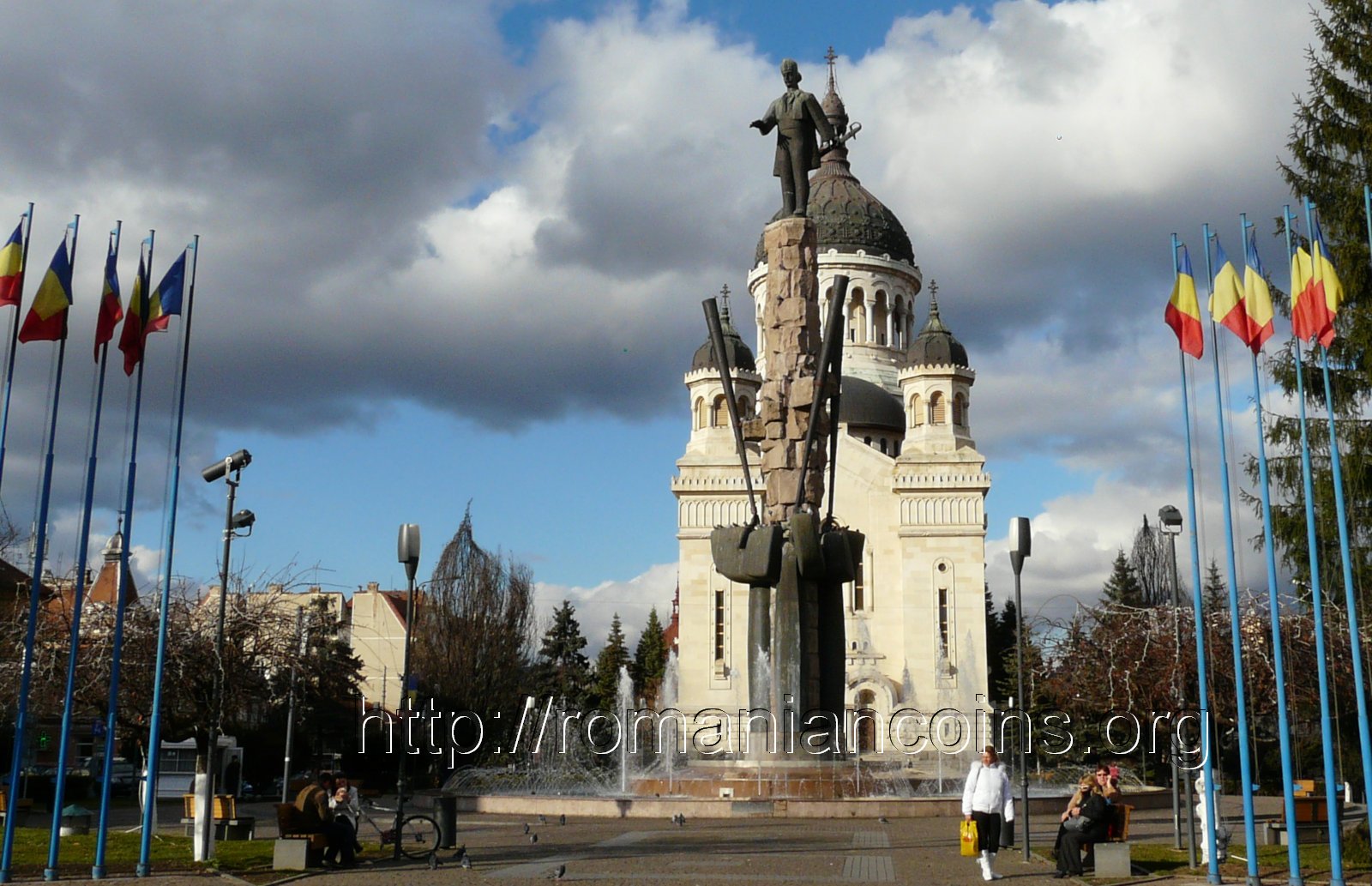 Orthodox cathedral - Cluj-Napoca - in the park in front is the statue of Avram Iancu - photo 25th of November 2010