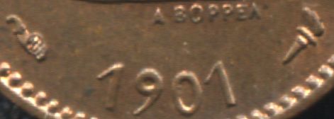  Horn of plenty and torch on a 
 1 lepton 1901 - Cretan coin 