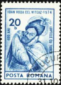 John Voivod the Frightful - postal stamp of 1974 - after a stamp published by Bogdan Petriceicu Hajdeu in 1865, most probably a creation of himself