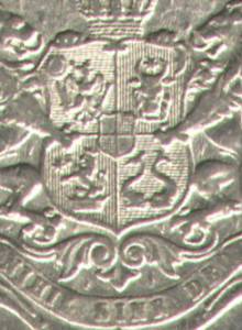 Second coat of arms during Carol I - 1872 (on 5 lei coin from 1881)