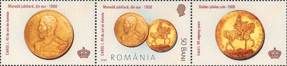 2006 - Istoria monedei românești - 50 lei aur 1906 - 40 de ani de domnie a regelui Carol I