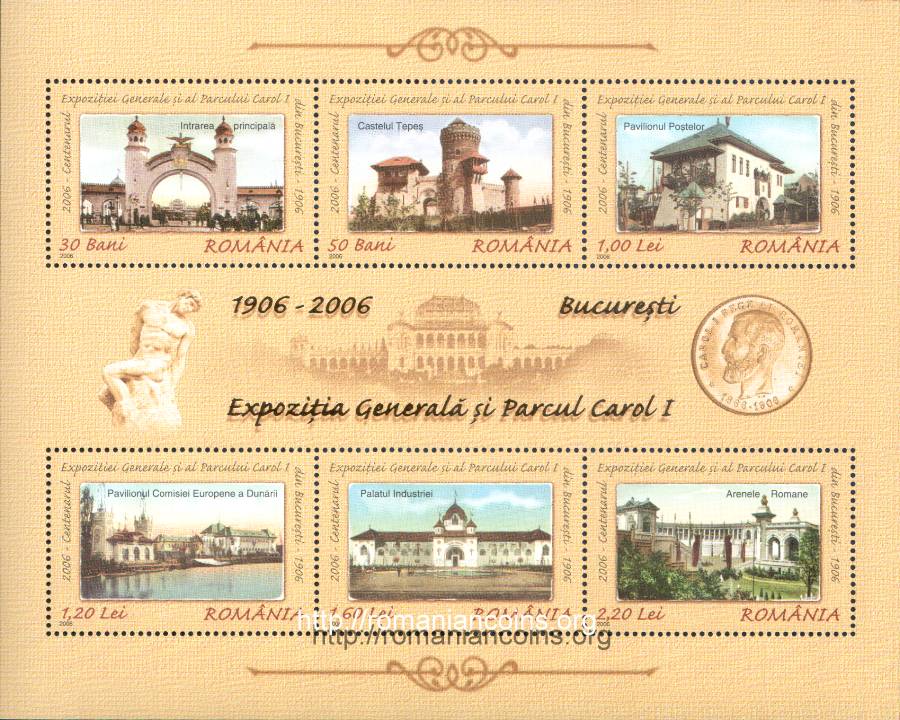 2006 - Centenarul expoziției generale și a parcului Carol I din București - serie de 6 valori