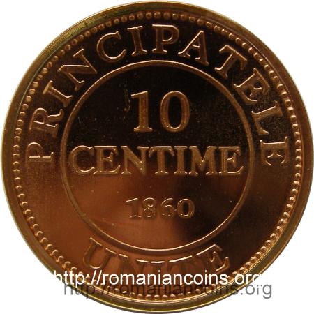 10 centime 1860 - tombac cuprat - medalie bătută în 2007
