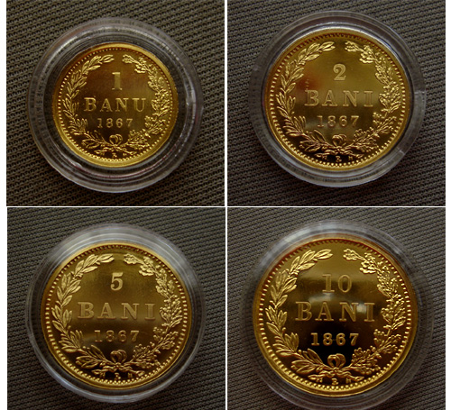 replicile monedelor divizionare din 1867, bătute în aur în 2007