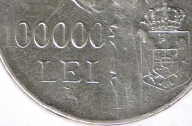 weak strike: 100000 lei 1946 without the name of the engraver