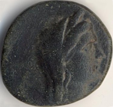Demeter / eagle on dolphin - Greek coin from Istros - obverse