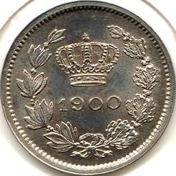 5 bani 1900 - cross above crown with an inclination to the left