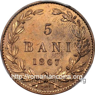 5 bani 1867 Watt & Co.