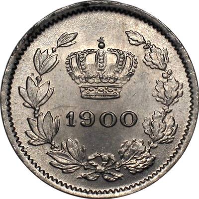 5 bani 1900 - the cross above crown is vertical
