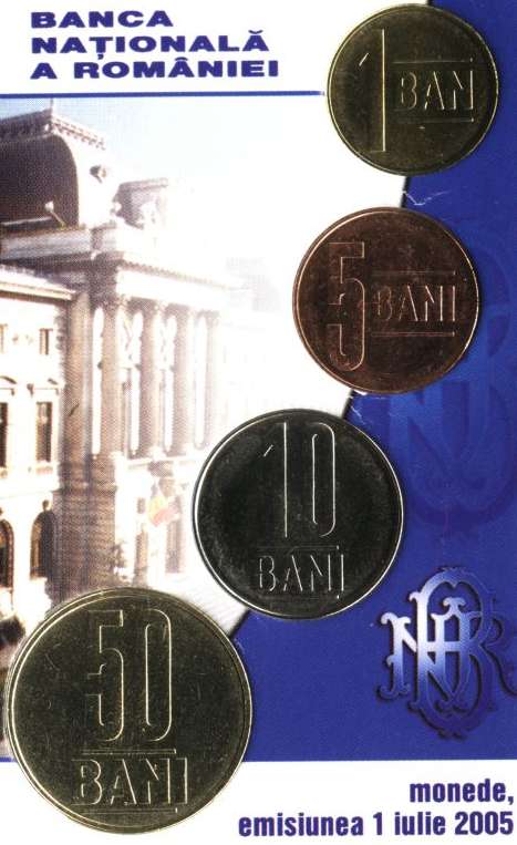 1 ban, 5, 10 and 50 bani 2005